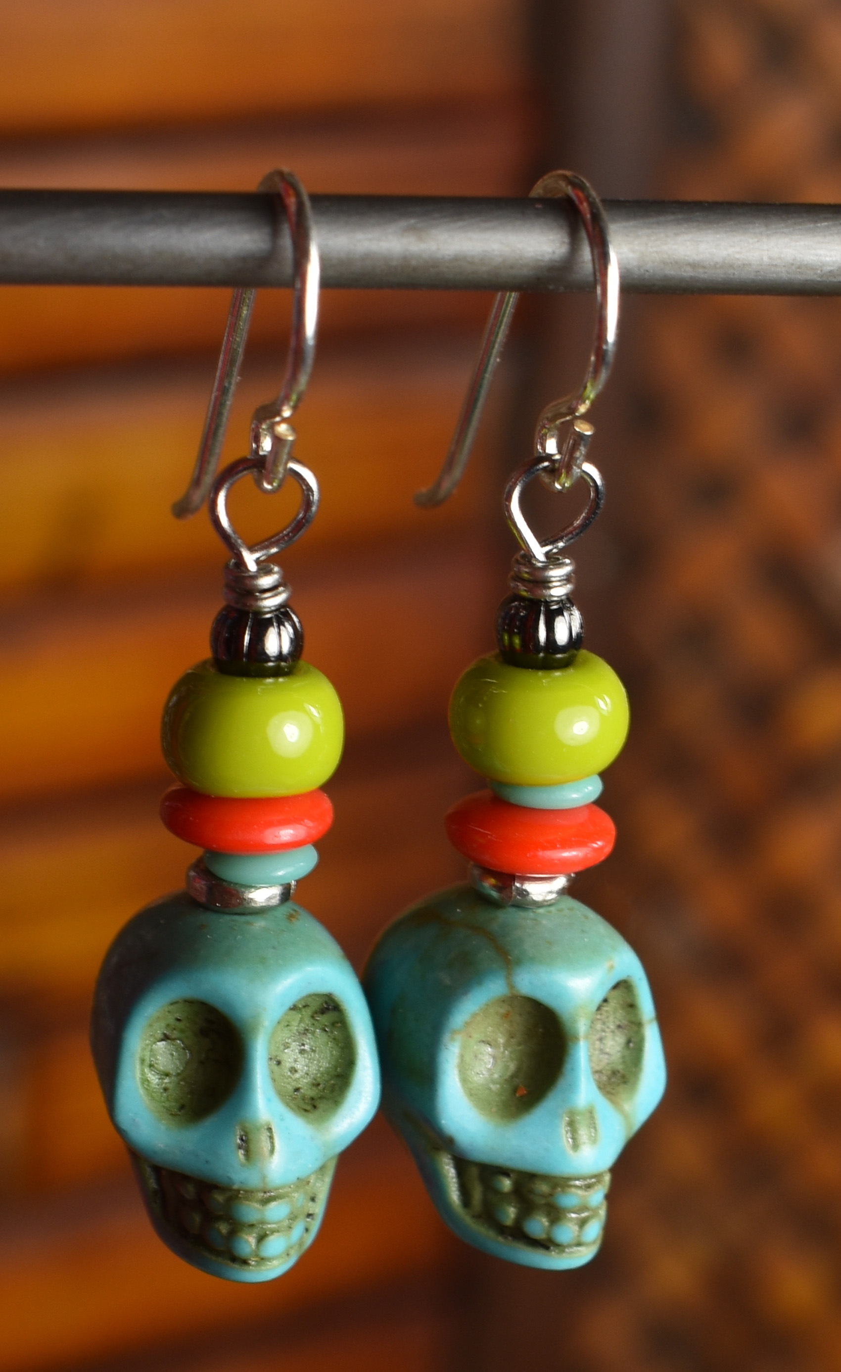 blue skull earrings