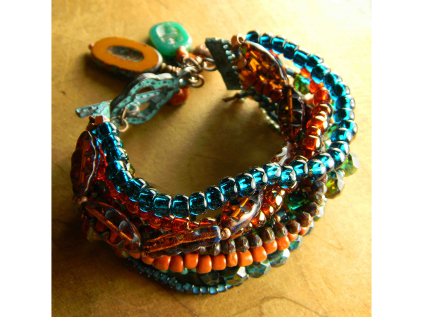 Boho style multi-strand beaded design by Gloria Ewing.