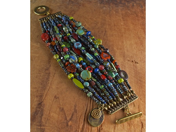 Colorful beaded Boho style bracelet from Gloria Ewing.