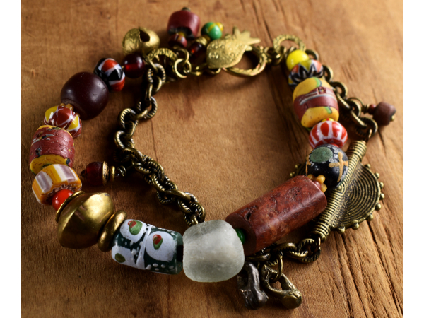 Colorful ethnic beaded 2 strand design from Gloria Ewing.