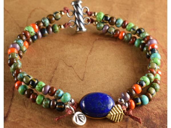 A southwest vibe in this colorful beaded bracelet from Gloria Ewing.