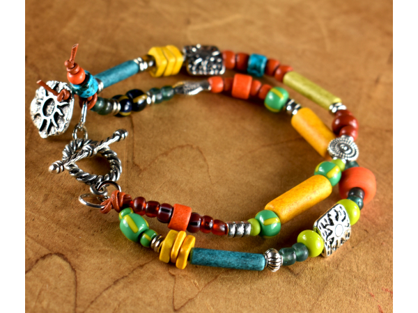 Summer/fall bracelet design with loads of color by Gloria Ewing.