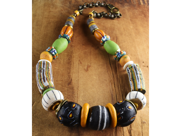 Authentic African Krobo beaded necklace from Gloria Ewing.