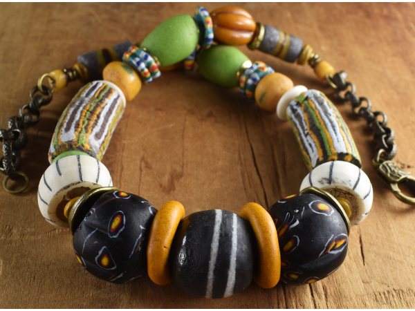 Big and bold Krobo beaded necklace from Gloria Ewing.