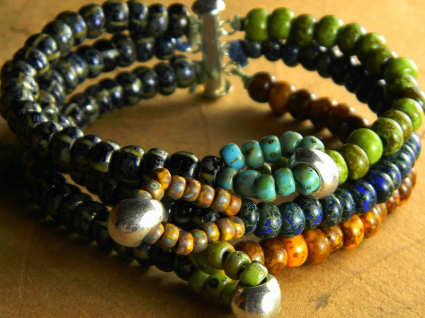 Multi-strand beaded bracelet by Gloria Ewing.