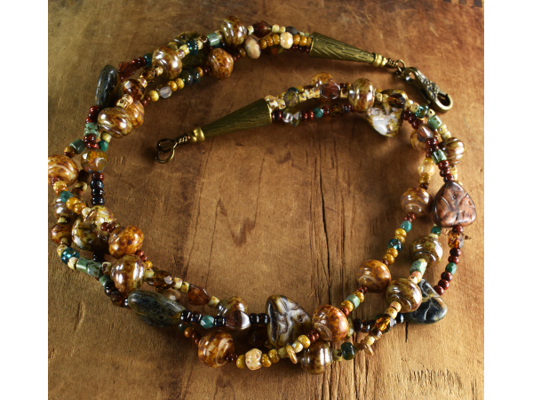 Czech glass earth toned beads, design by Gloria Ewing.