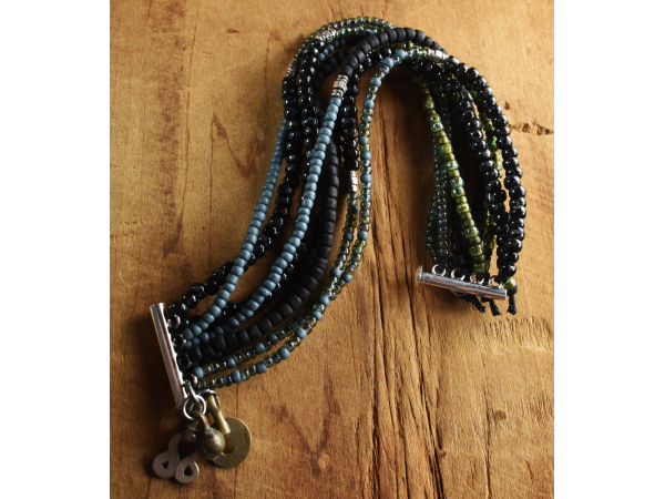 Beaded in smoky green and black from Gloria Ewing.
