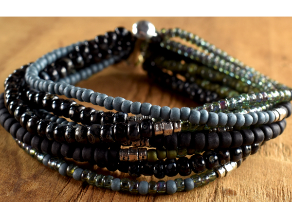 Tribal style multi strand beaded bracelet from Gloria Ewing.