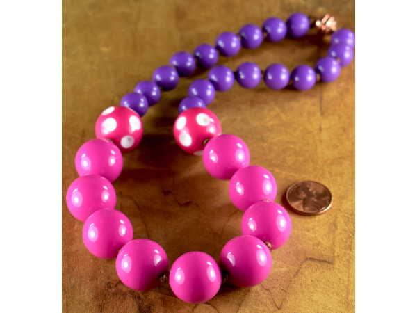 Colorful acrylic beaded necklace for toddler girls from Gloria Ewing.