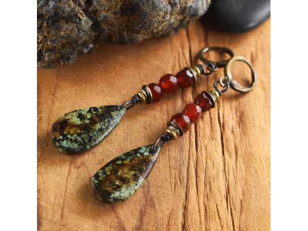 African turquoise drop earrings from Gloria Ewing.