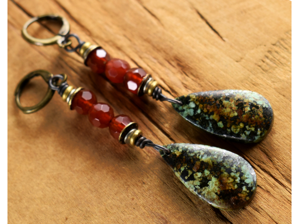 Carnelian and African turquoise design from Gloria Ewing.