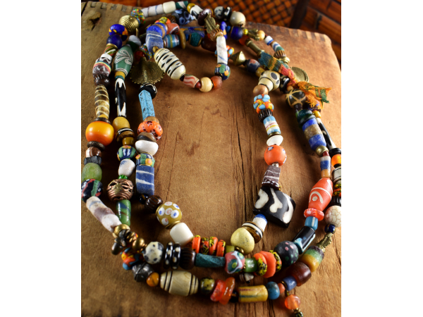 Authentic African beads in long wrap design from Gloria Ewing.