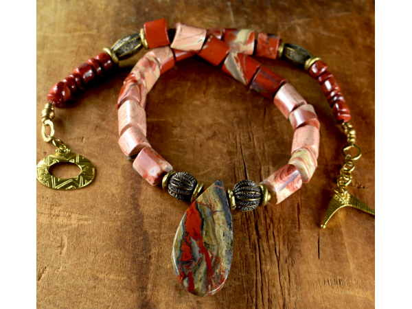 Boho tribal influenced beaded design by Gloria Ewing.