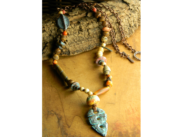 Tribal style knotted necklace from Gloria Ewing.