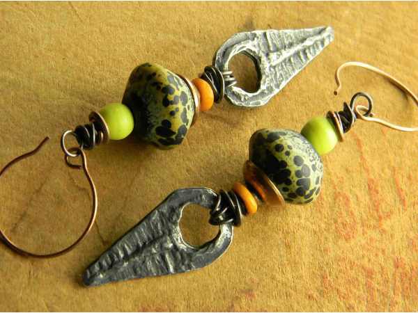 Wild and crazy contemporary African earrings by Gloria Ewing.