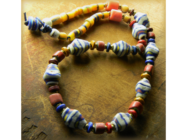 Ethnic style beaded necklace by Gloria Ewing.