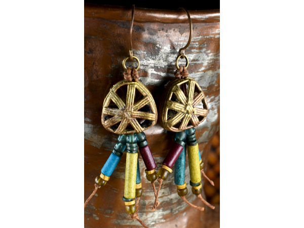 Unusual African style beaded earrings from Gloria Ewing.