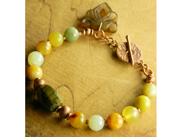 Flower jade with ocean jasper and copper by Gloria Ewing.