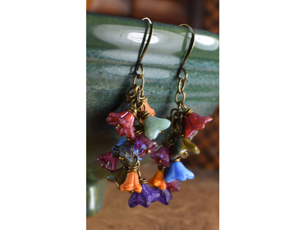Boho style beaded earrings by Gloria Ewing.