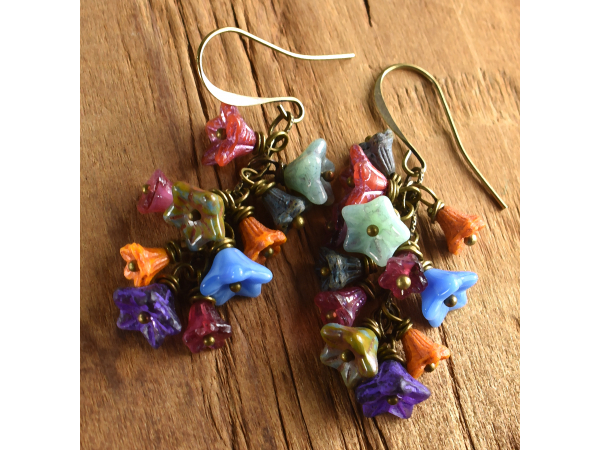 Beaded Czech glass earrings by Gloria Ewing.