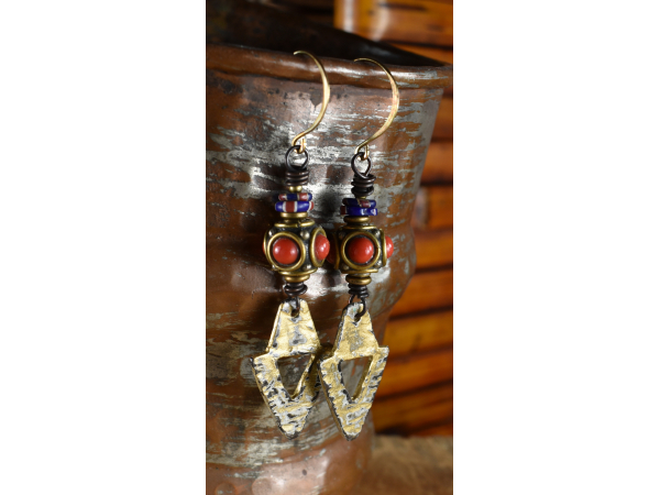 Bold ethnic earrings designed by Gloria Ewing.
