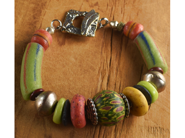 Chunky statement bracelet with authentic African beads.