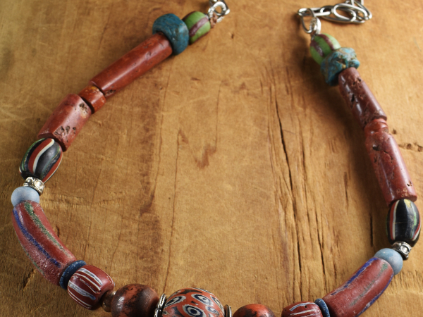 African vintage trade bead necklace from Gloria Ewing.
