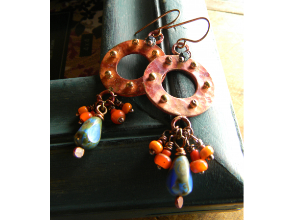 Wildly colorful beaded hoops by Gloria Ewing.