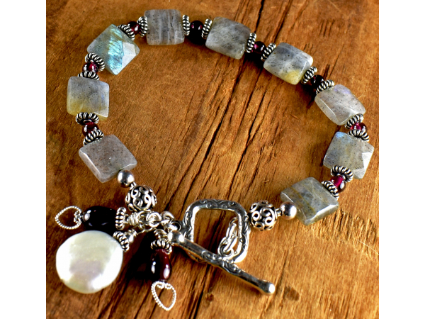 Labradorite and garnet bracelet from Gloria Ewing.