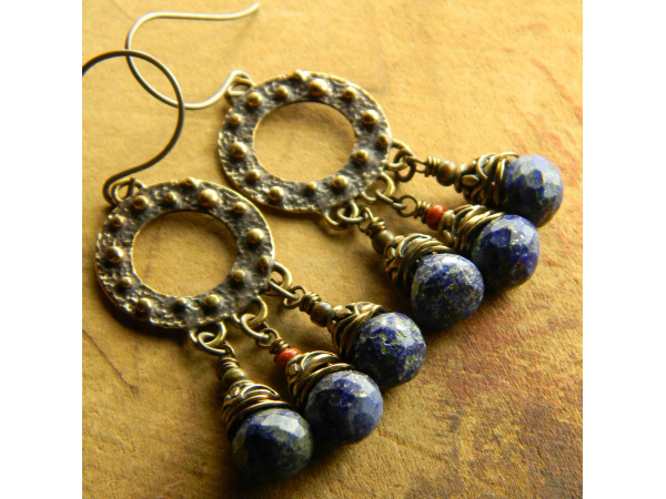 Luscious blue lapis with artisan bronze by Gloria Ewing.