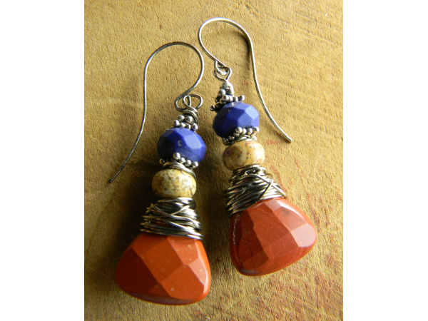 Red Jasper Tribal Style Beaded Earrings | Chrysalis Tribal Jewelry