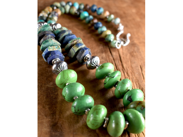 Turquoise, azurite and Sterling silver necklace from Gloria Ewing.