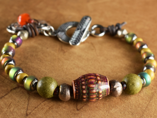 Retro mood beads with Mykonos ceramic by Gloria Ewing.
