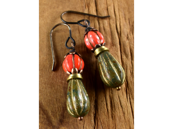 Czech glass with brass beaded earrings from Gloria Ewing.