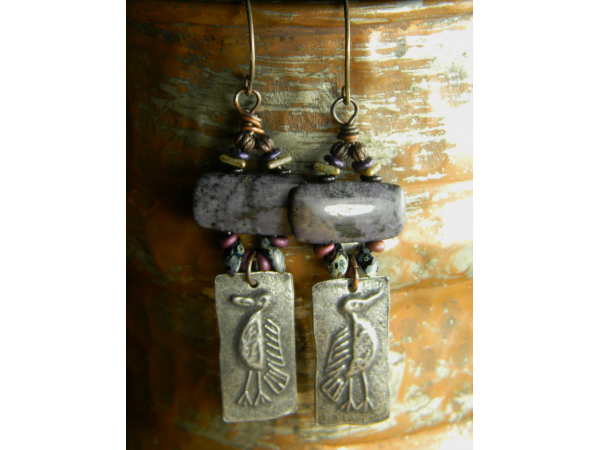 Boho tribal beaded earrings by Gloria Ewing.