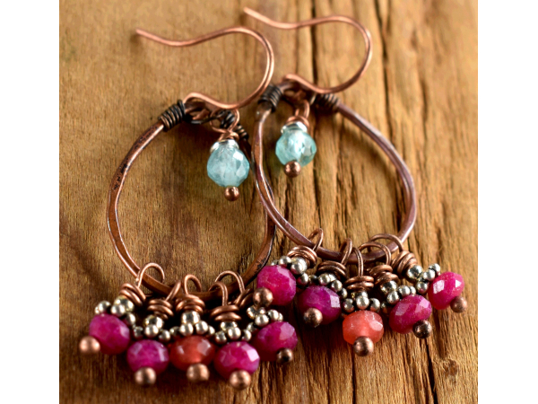 Beaded Chandelier style with fuchsia pink jade by Gloria Ewing.