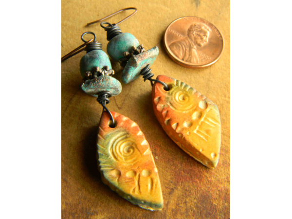 My own polymer clay earrings by Gloria Ewing.