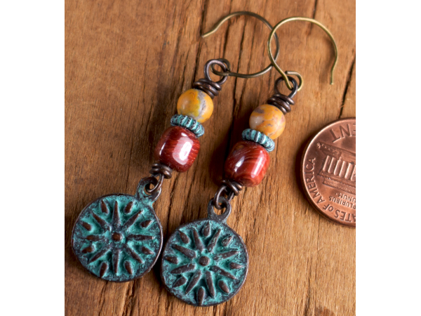 Mykonos Greek sun charms with jasper by Gloria Ewing.