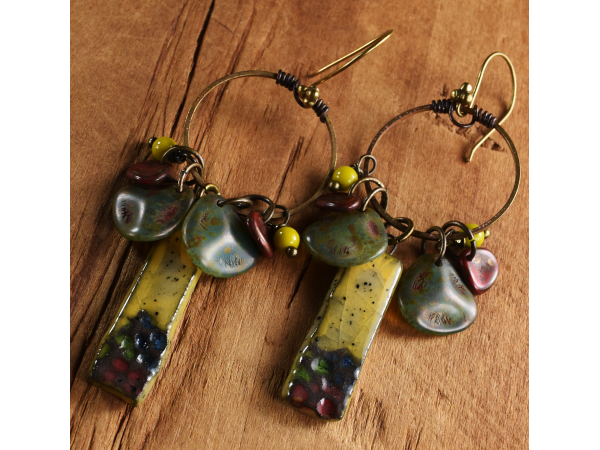 Boho tribal beaded hoop earrings from Gloria Ewing.