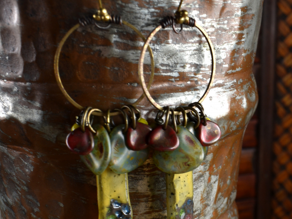 Pale yellow and smoky tones in artisan earrings from Gloria Ewing.