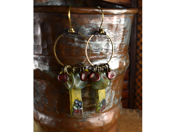Pale yellow and smoky tones in artisan earrings from Gloria Ewing.