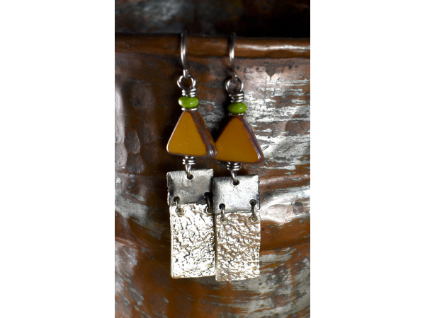 Interesting beaded geometric earrings from Gloria Ewing.