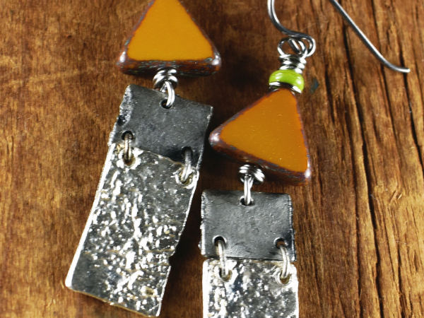 Czech glass and pewter beaded earrings from Gloria Ewing.