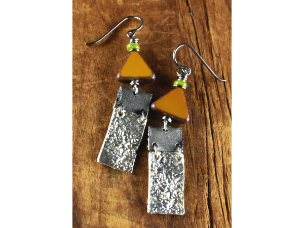 Czech glass and pewter beaded earrings from Gloria Ewing.