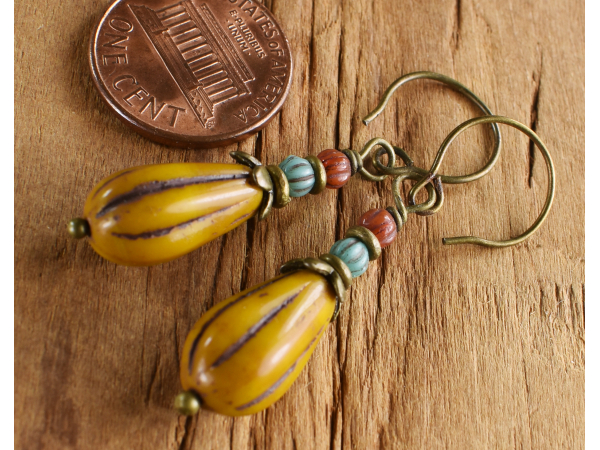 The look of ancient glass in beaded earrings from Gloria Ewing.