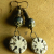 Primitive ceramic drop earrings with chrysocolla by Gloria Ewing.