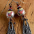 Rose Red Lampwork Earrings Artisan lamp work and pewter in Boho earrings by Gloria Ewing.