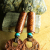 Luscious turquoise and copper with leather, earrings by Gloria Ewing.