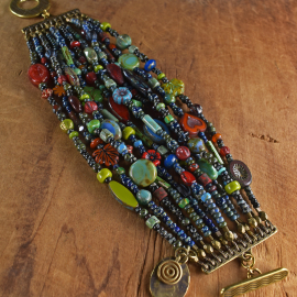 Colorful beaded Boho style bracelet from Gloria Ewing.