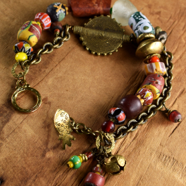 A mix of old and new African beads in a design from Gloria Ewing.
